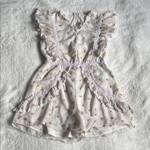 Rare Editions White Floral Ruffle Romper
